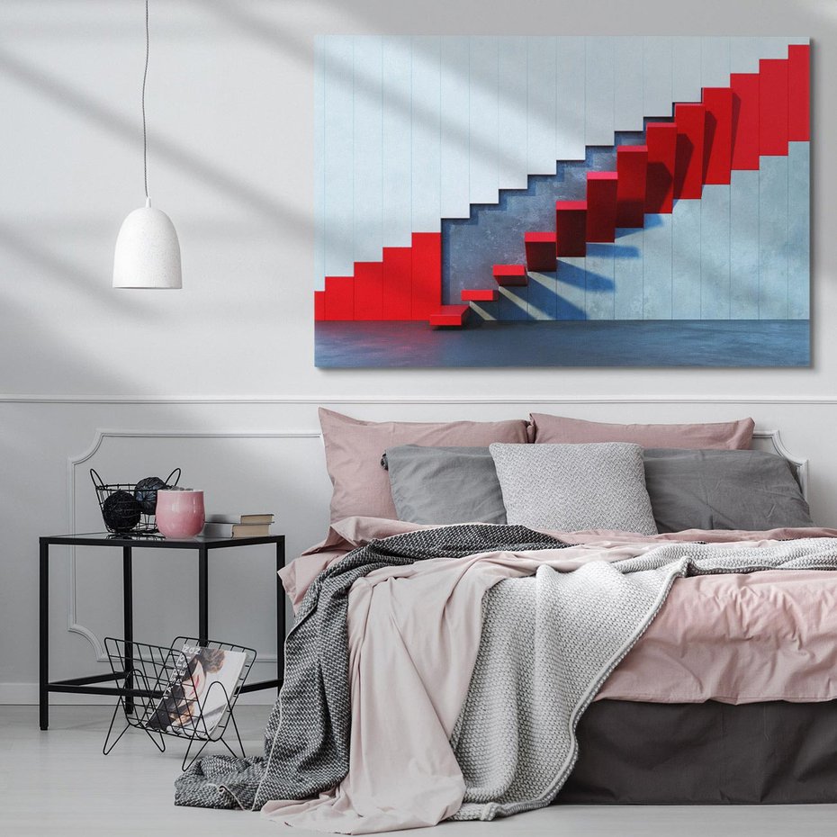 Obraz na płótnie 120x80 - Schody w abstrakcyjnej podróży - schody, abstrakcja