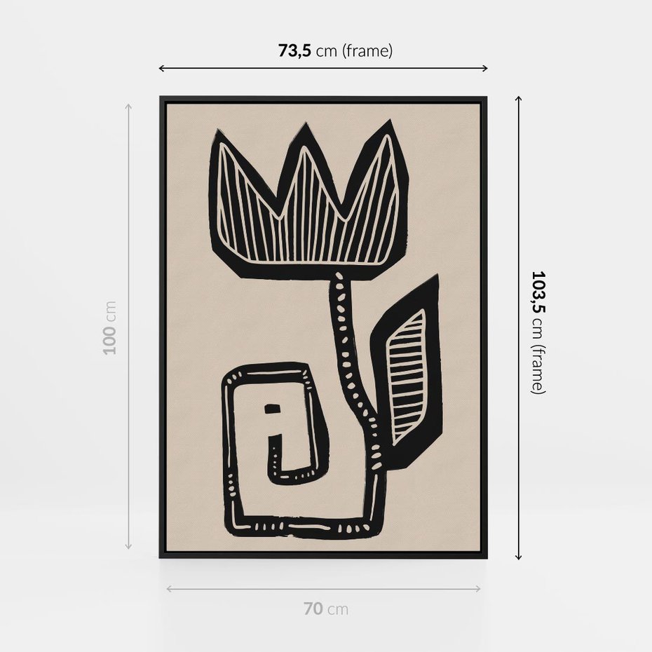 Obraz w ramie 70x100 - Migotliwa Symfonia Kwiatu - kwiat, nowoczesna grafika - rama czarna