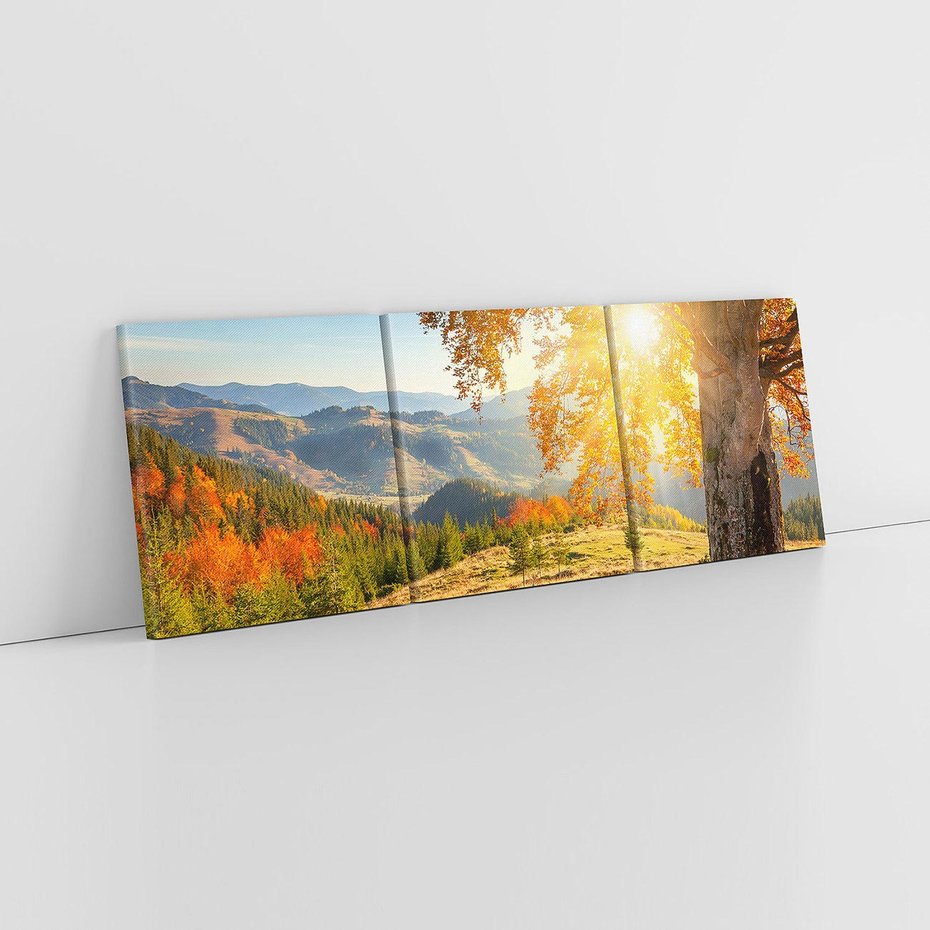 Obraz na płótnie 120x40 - Bliskość natury - góry, drzewo