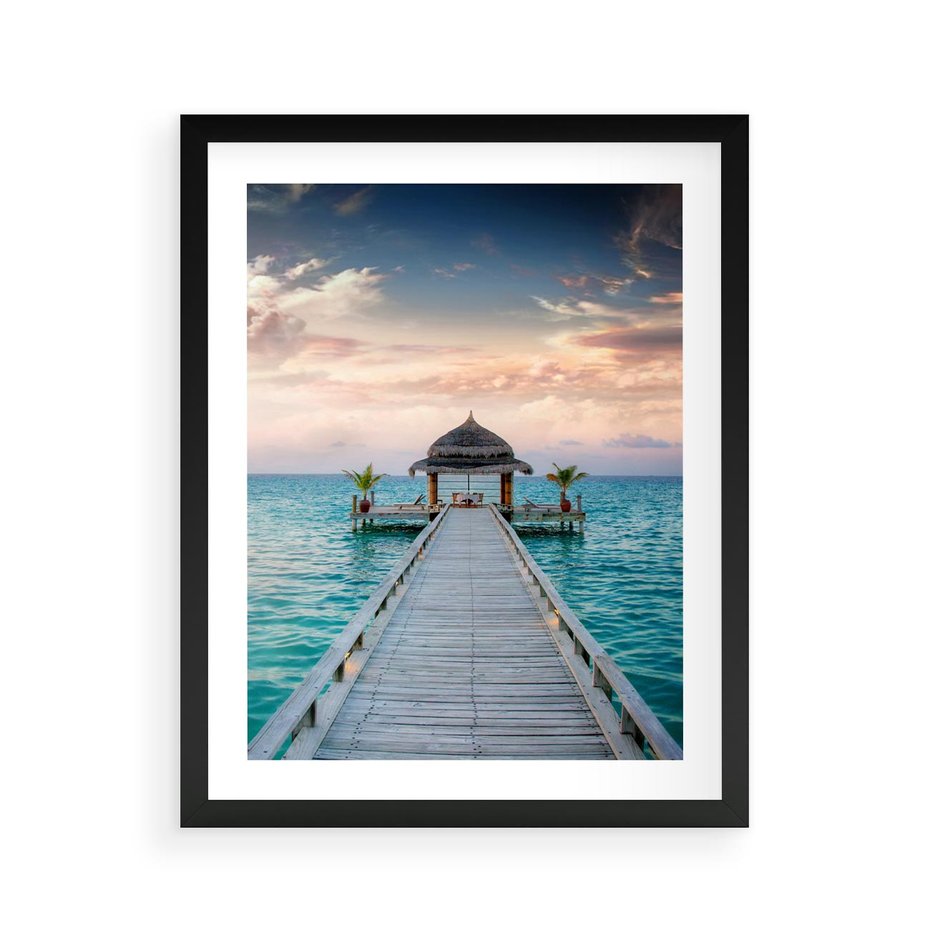 Plakat w ramie 40x50 - Morski Pomost - morze, pomost - rama czarna