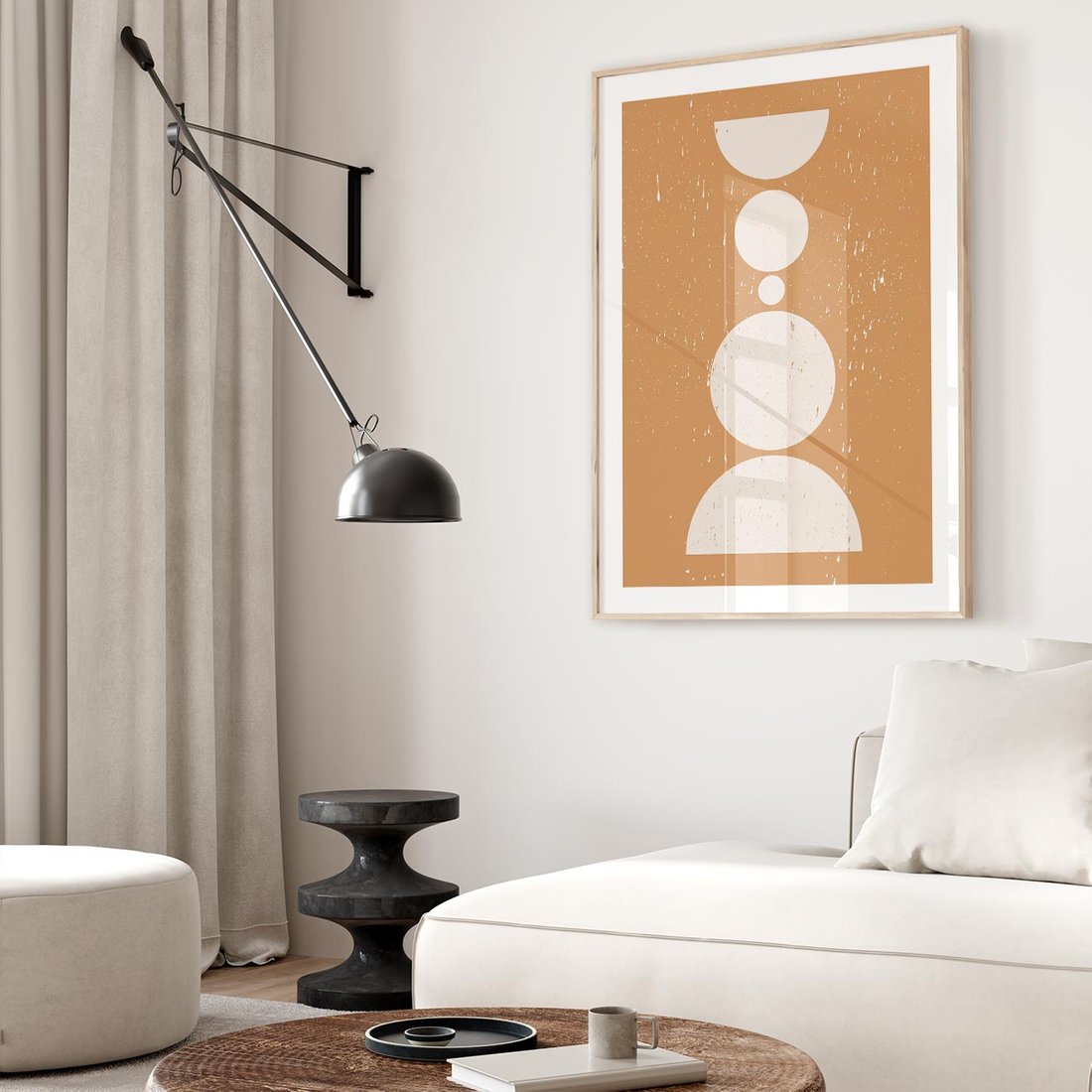 Plakat w ramie 50x70 - Podróżne Echa - mid century styl, nowoczesna grafika - rama drewno