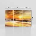 Obraz na płótnie 120x80 - Plaża Morza i Fale Zachodu Słońca - plaża, morze