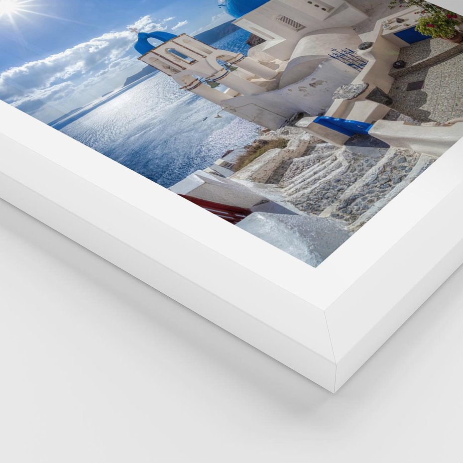 Plakat w ramie 30x40 - Uroki Santorini we Włoszech - Santorini, Włochy - rama biała