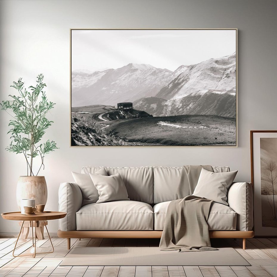 Obraz w ramie 70x50 - Wzgórza w Bieli - górski krajobraz, punkt widokowy - rama drewno