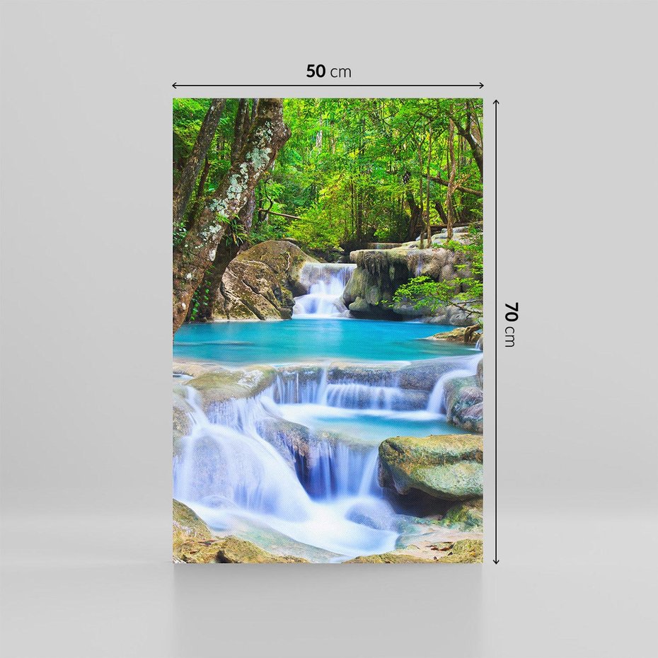 Obraz na płótnie 50x70 - Siła Rzeki i Urok Wodospadu - rzeka, wodospad