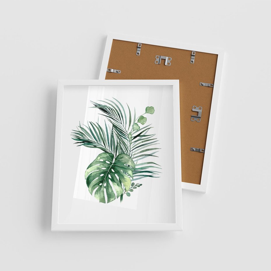 Plakat w ramie 40x50 - Przyjemność Złotej Natury - złote, liście - rama biała