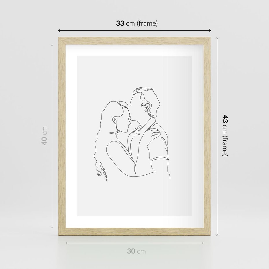 Plakat w ramie 30x40 - Wewnętrzne Emocje - para zakochanych, kobieta i mężczyzna - rama drewno