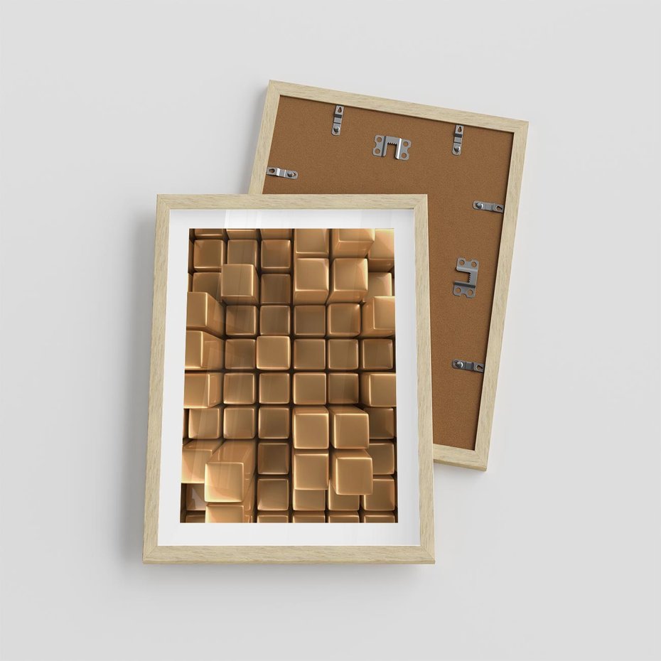 Plakat w ramie 30x40 - Błyszcząca Elegancja - złoto, 3d - rama drewno