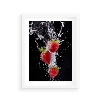 Plakat w ramie 40x50 - Słodki urok truskawek - truskawki, owoce - rama biała