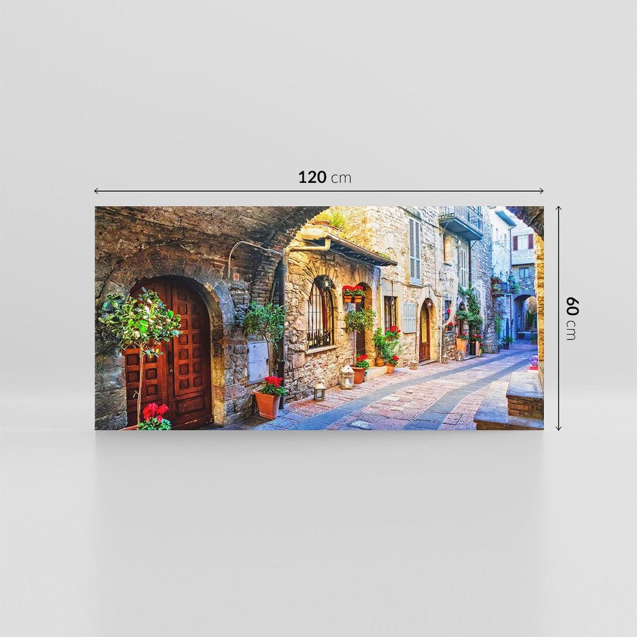 Obraz na płótnie 120x60 - Kwiecista uliczka - uliczka, miasto