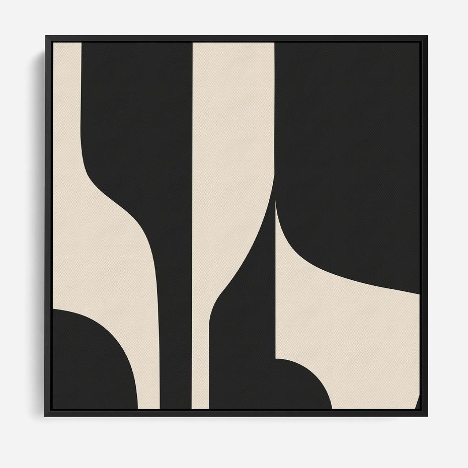 Obraz w ramie 50x50 - Abstrakcyjne Linie - boho plakat, rycina - rama czarna