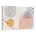 Obraz na płótnie 100x70 - Liście i Geometrie - nowoczesny, akwarelowe plamy