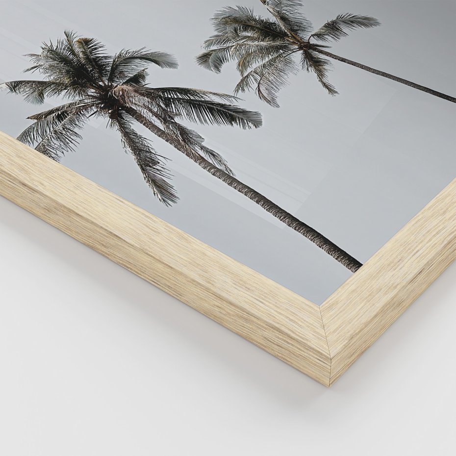 Zestaw obrazy w ramie 30x40 galeria - Plaża, palmy, relaks, typografia - rama drewno
