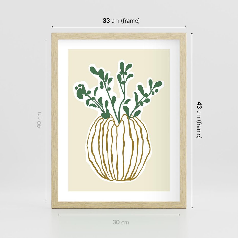 Plakat w ramie 30x40 - Przenikające Formy - abstrakcyjny plakat, kwiaty - rama drewno