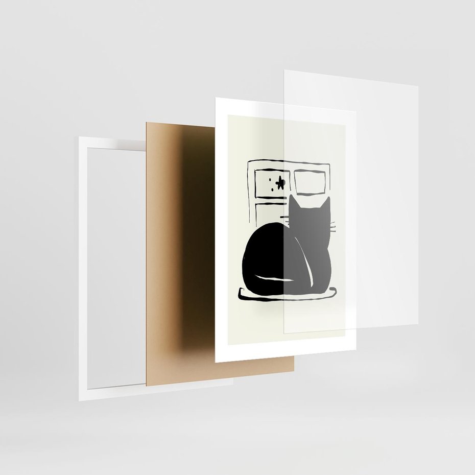 Plakat w ramie 30x40 - Czarny Kot: Prosta Elegancja - grafika, minimalizm - rama biała