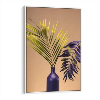 Obraz w ramie 80x120 - Delikatne Piękno - palma, pastele - rama biała