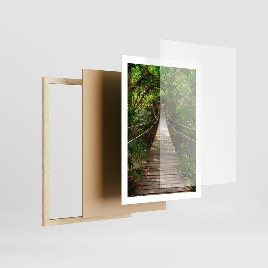 Plakat w ramie 50x70 - Przez Dżunglę - most, linowy - rama drewno
