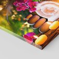 Obraz na płótnie 30x30 - Relaksujące spa z płonącymi świecami - spa, świece