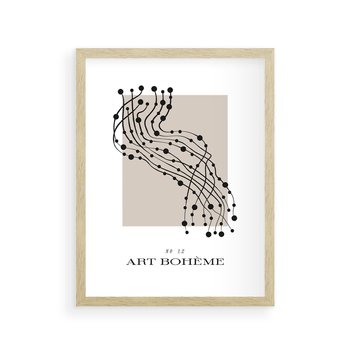 Plakat w ramie 40x50 - Migocące Konstrukcje Abstrakcji - sztuka minimalizmu, biało czarna rycina - rama drewno