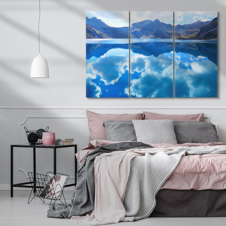 Obraz na płótnie 120x80 - Jezioro - Góry, chmury i niebo - jezioro, góry