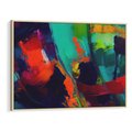 Obraz w ramie 120x80 - Abstrakcyjne wizje czasu - żywe radosne kolory, plamy kolory - rama drewno