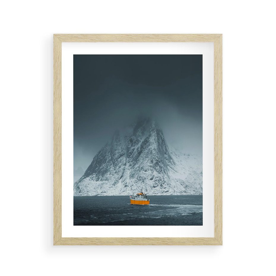Plakat w ramie 40x50 - Skandynawski pejzaż - skadynawski, pejzaż - rama drewno