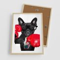 Plakat w ramie 50x70 - Boksujący mops - pies - boks, mops - rama drewno