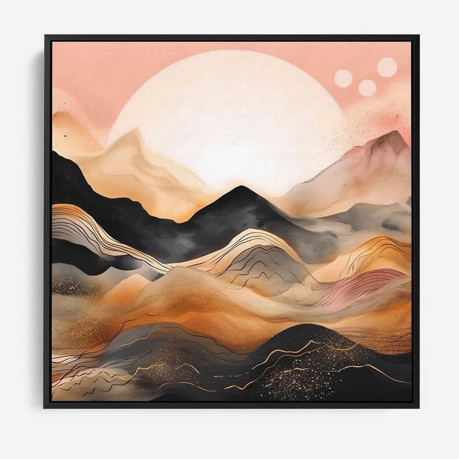 Obraz w ramie 50x50 - Grafika Zachodu - nowoczesna grafika, odcienie pastelowe - rama czarna