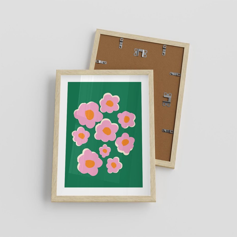 Plakat w ramie 30x40 - Przenikające Refleksje - abstrakcyjny plakat, boho styl - rama drewno