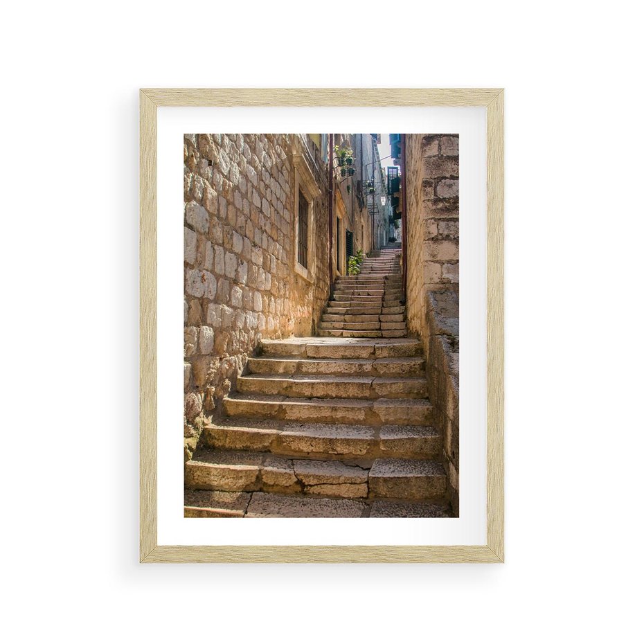 Plakat w ramie 30x40 - Uliczka: perspektywa miejskiego krajobrazu - uliczka, perspektywa - rama drewno