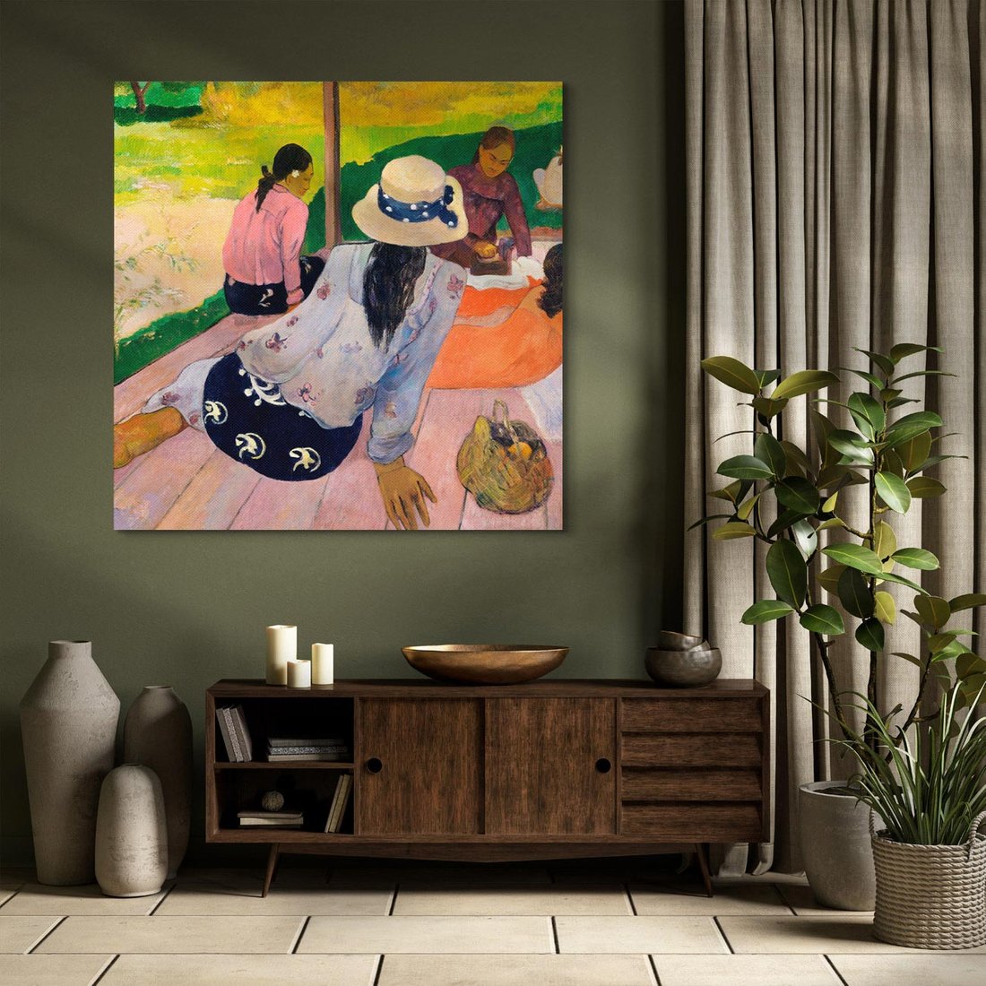 Obraz na płótnie 50x50 - Sjesta 1892, Paul Gauguin - Reprodukcja - reprodukcja, obraz na płótnie