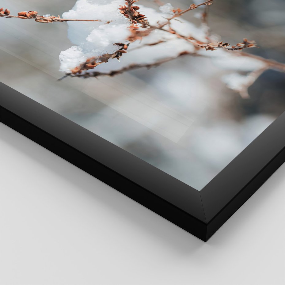 Zestaw obrazy w ramie 40x50 galeria - Zima, w, górach, gałązki - rama czarna