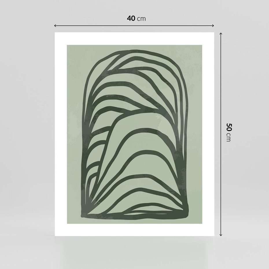 Plakat bez ramy 40x50 - Zielonkawy Uścisk Natury - abstrakcyjny zielony motyw, skandynawski design