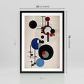 Plakat w ramie 50x70 - Rozkwitające Wibracje Wyobraźni - abstrakcyjna geometryczna kompozycja, koła linie - rama czarna