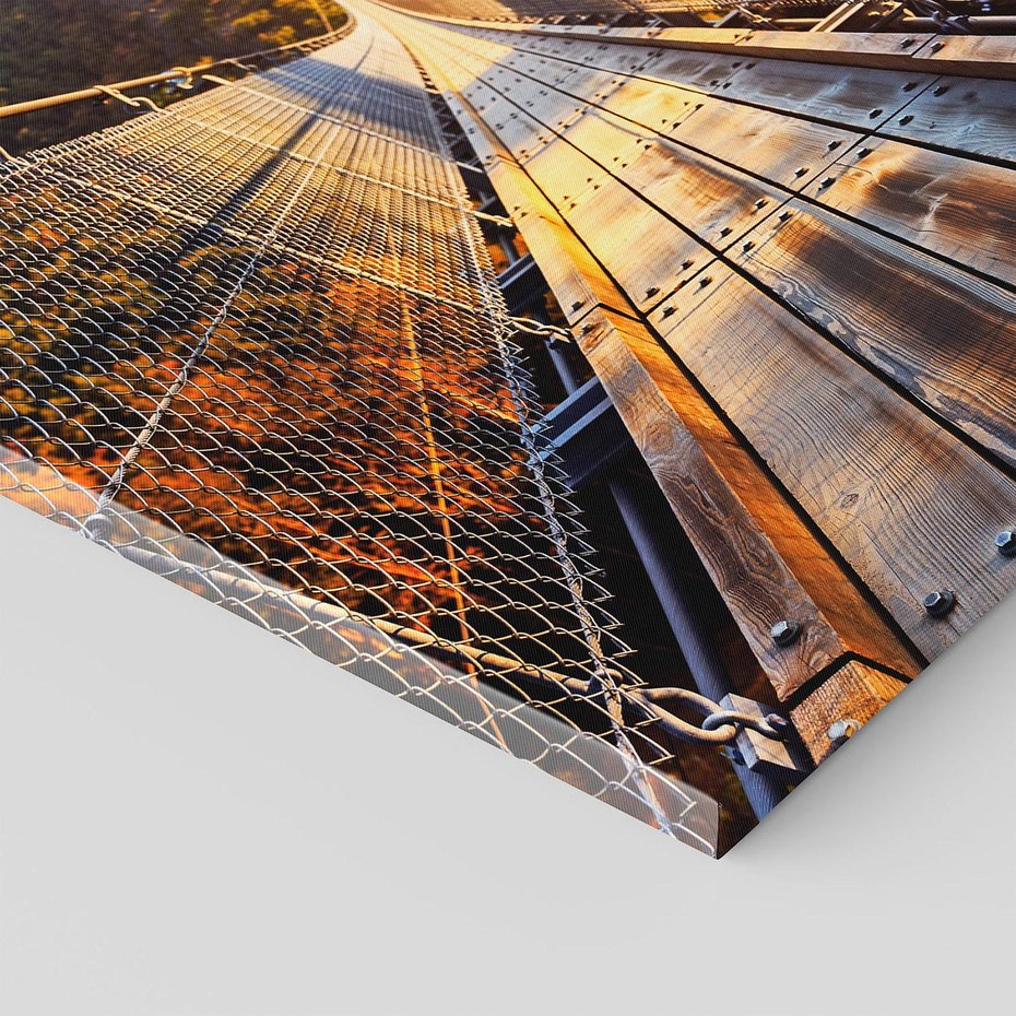 Obraz na płótnie 60x60 - Drewniany most w górach - most, drewniany