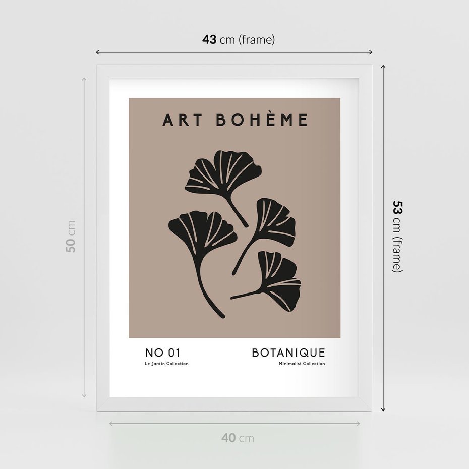 Plakat w ramie 40x50 - Botaniczne wymysły - sztuka boho, plakat - rama biała