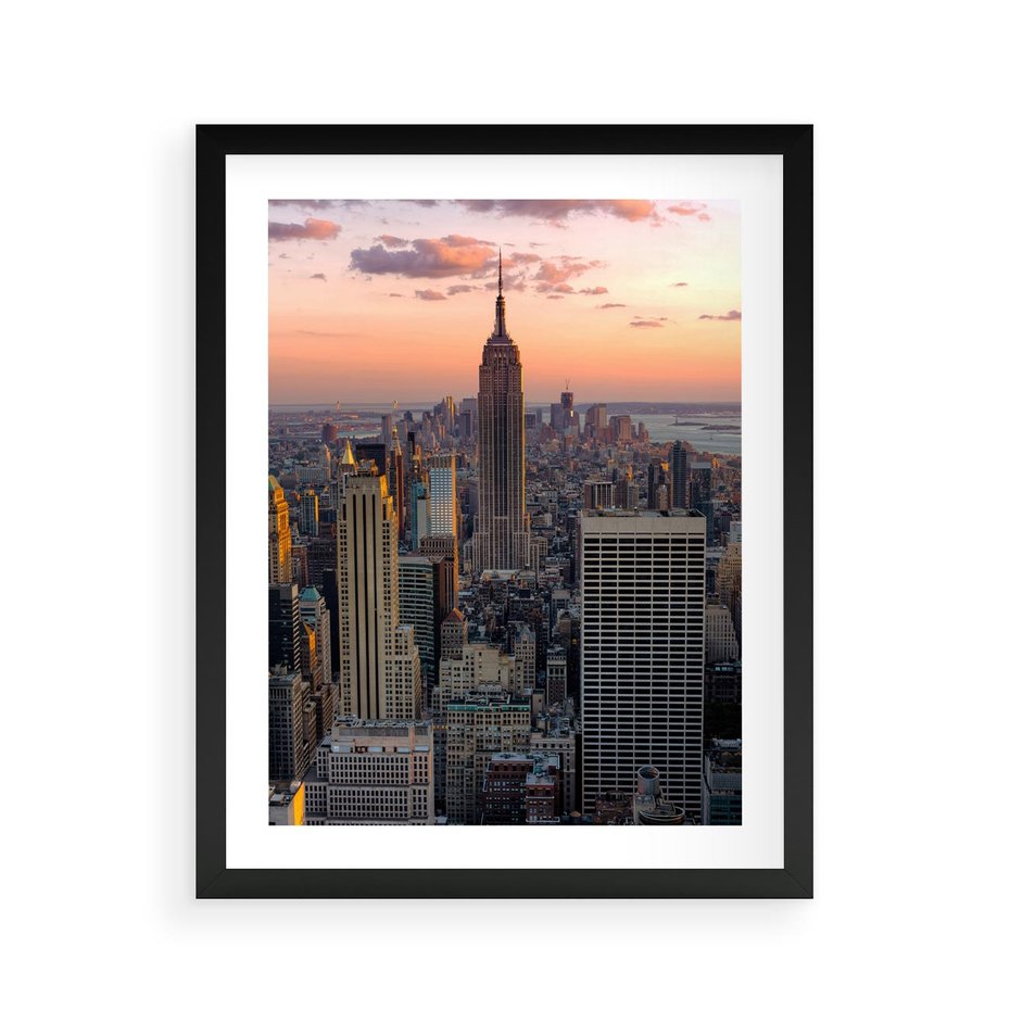 Plakat w ramie 40x50 - Nowojorskie Wieżowce - Nowy York, wieżowce - rama czarna