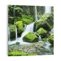Obraz na płótnie 50x50 - Spokojny wodospad w lesie nad rzeką - wodospad, las
