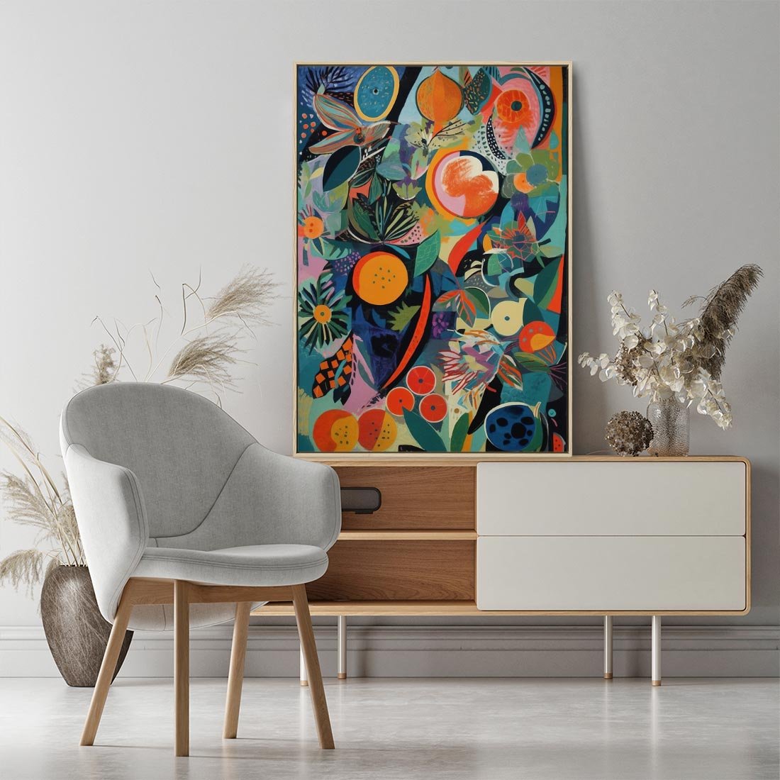 Obraz w ramie 50x70 - Echa Nietuzinkowych Wzorców - abstrakcyjny obraz olejny, jak picasso - rama drewno