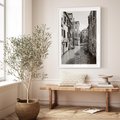 Plakat bez ramy 21x30 - Weneckie Kanały - czarno białe zdjęcie, wenecja