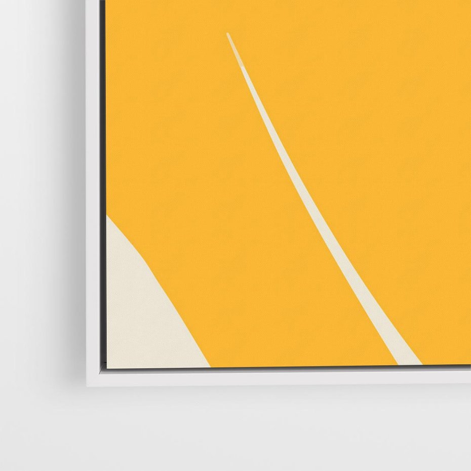 Obraz w ramie 50x50 - Migocące Formy - abstrakcyjny minimalistyczny obraz, żółta papryczka - rama biała