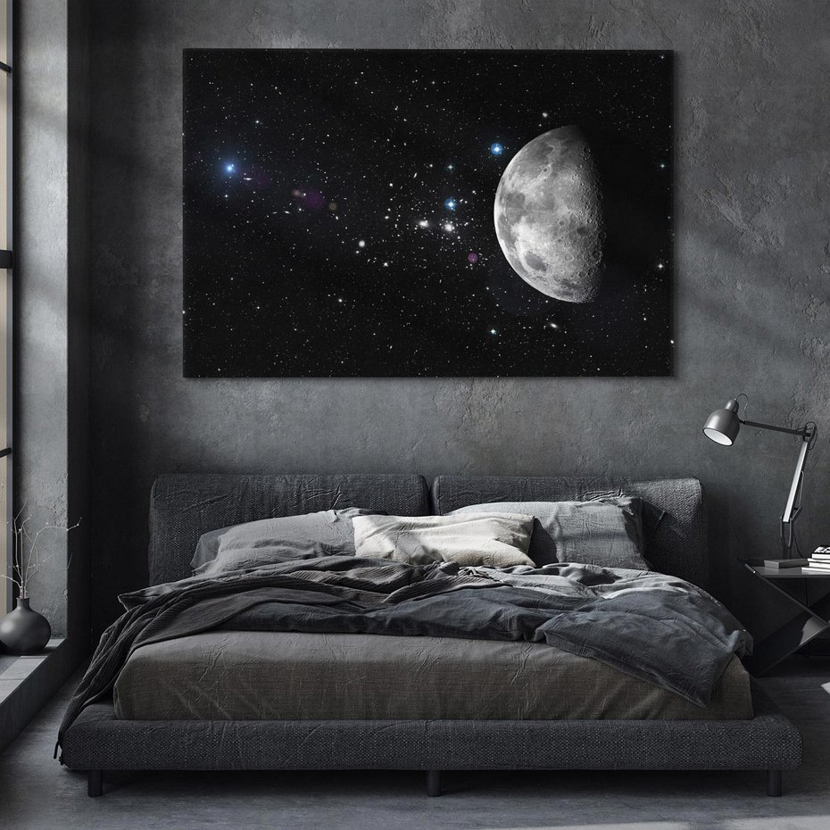Obraz na płótnie 100x70 - spotkanie z gwiazdami - księżyc, gwiazdy