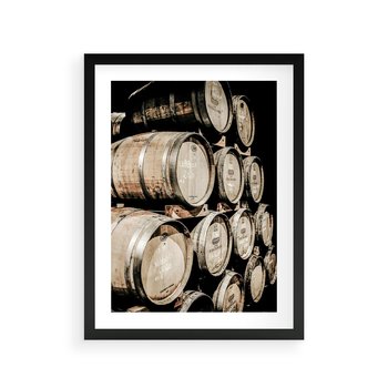 Plakat w ramie 40x50 - Tradycyjne Beczki - beczki, rustykalna fotografia - rama czarna