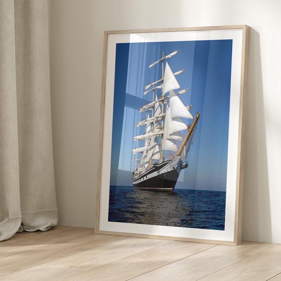 Plakat w ramie 40x50 - Podróż na Żaglowcu Przygody - żaglowiec, podróż - rama drewno
