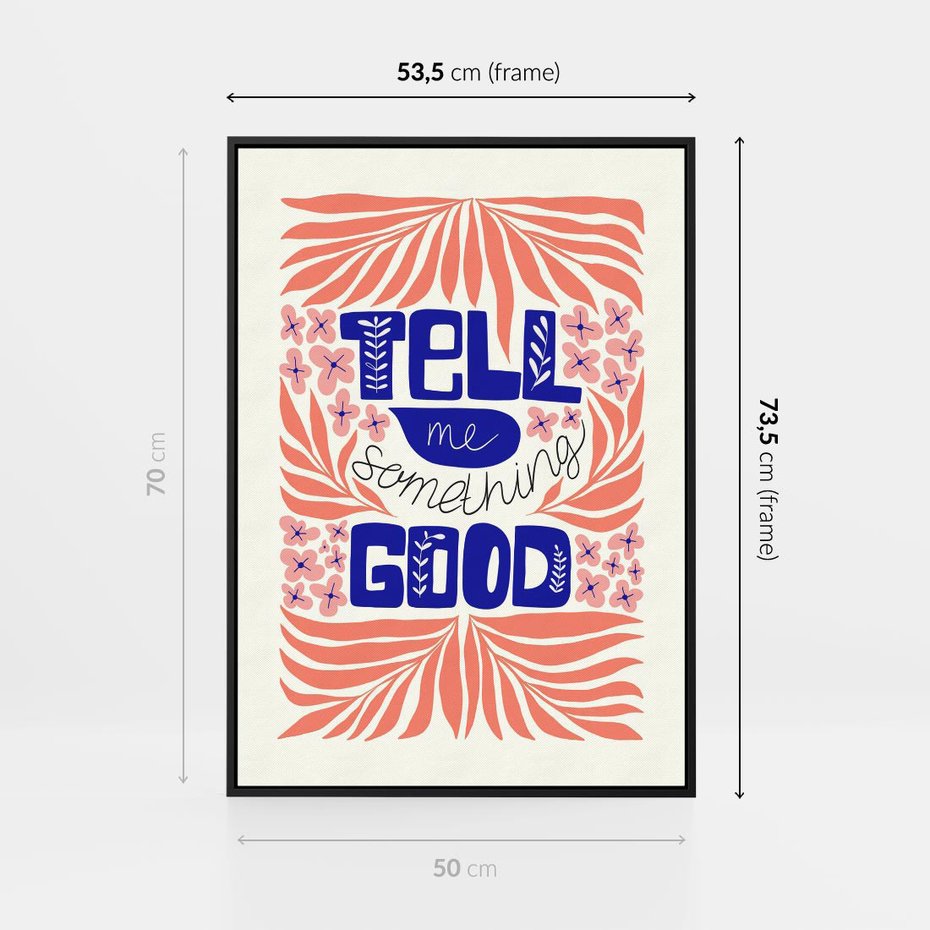 Obraz w ramie 50x70 - Bezgraniczne Formy - nowoczesna typografia, liście - rama czarna