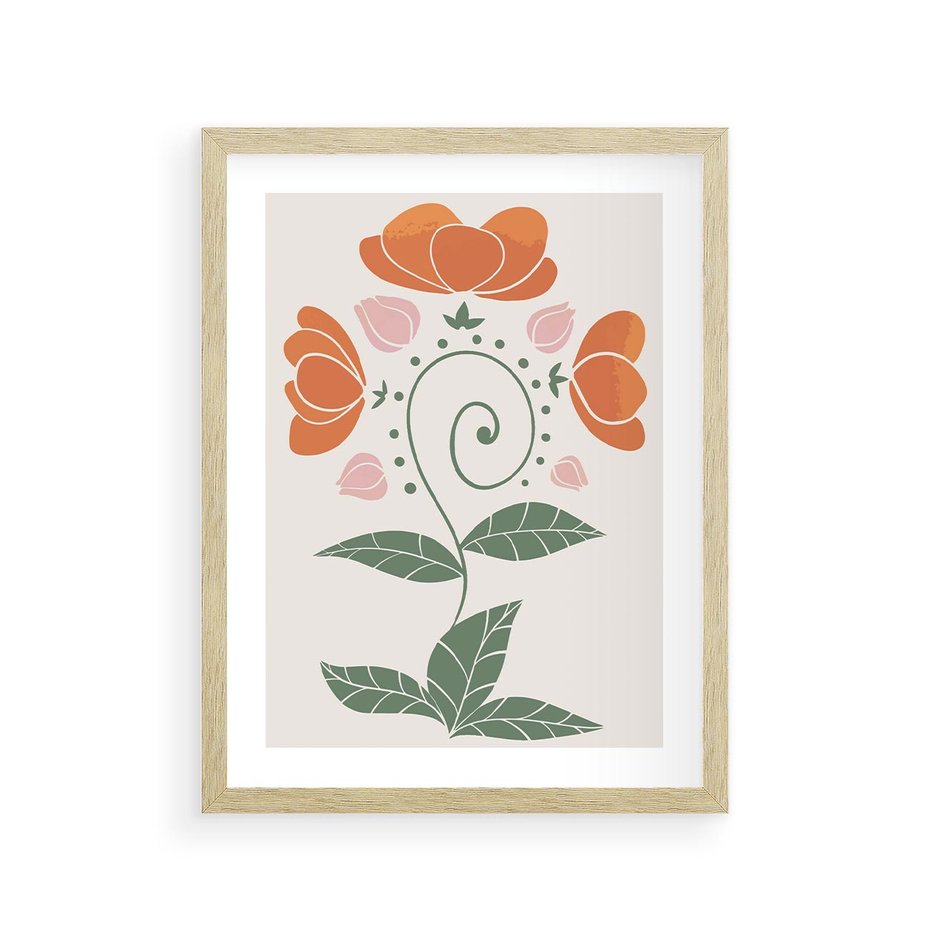 Plakat w ramie 30x40 - Migocące Kształty Kwiatów - kwiaty polne, plakat - rama drewno