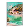 Obraz w ramie 50x70 - Na Zboczu - akwarela, nadmorski pejzaż - rama biała