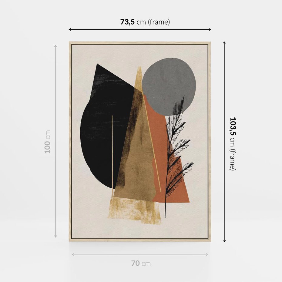 Obraz w ramie 70x100 - Wibracje Barw Ziemi - abstrakcyjny obraz, dziwne formy - rama drewno