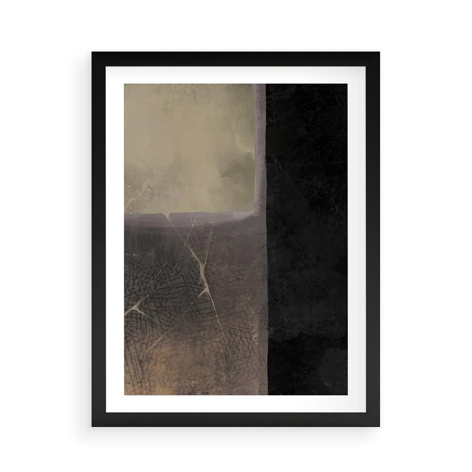 Plakat w ramie 50x70 - Kształty Urywane - mroczny plakat, nowoczesne wnętrza - rama czarna