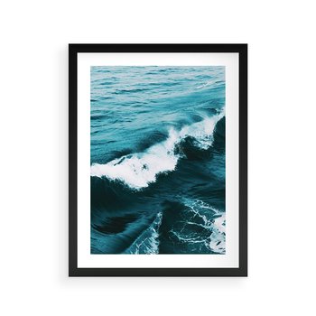 Plakat w ramie 50x70 - Wibracje Oceanu - turkusowy ocean, fale - rama czarna